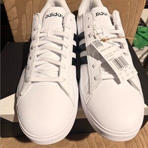 Adidas Cloudfoam White Sneakers with Black Accents